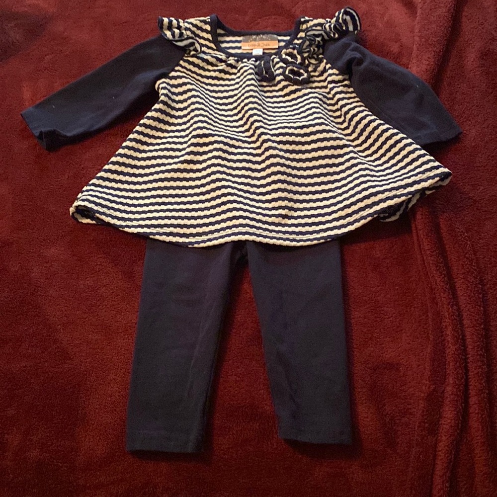 Two piece girls navy blue top and bottoms